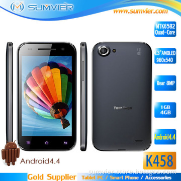 4.3inch Mtk6582 Quad Core 1g+4G 3G 960X540 Smart Phone (K458)